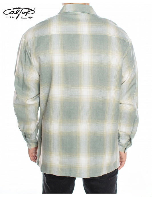 Cal Top Men’s Long Sleeve Plaid Shirt – New Grey/Green