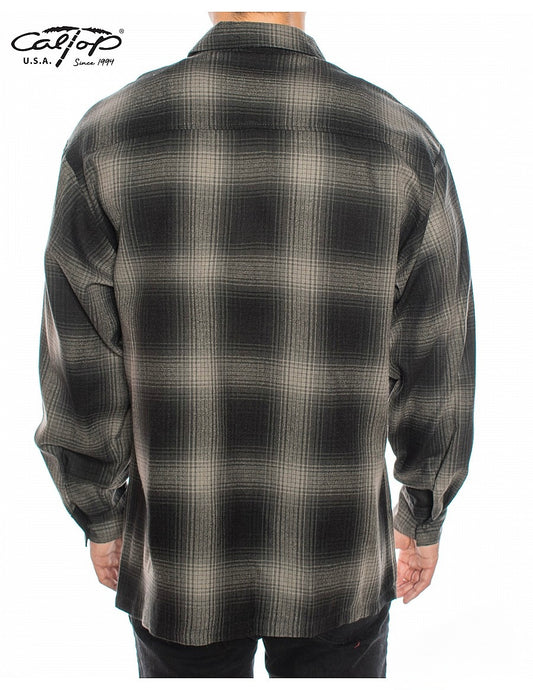 Cal Top Men’s Long Sleeve Plaid Shirt – Charcoal/Black