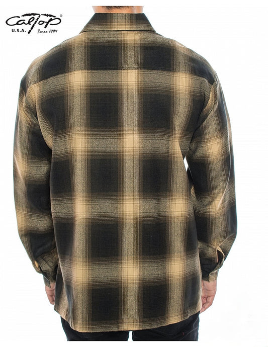 Cal Top Men’s Long Sleeve Plaid Shirt – Brown/Khaki