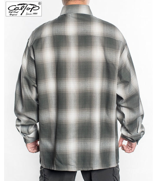 Cal Top Men’s Long Sleeve Plaid Shirt – Pewter Gray/Ivory