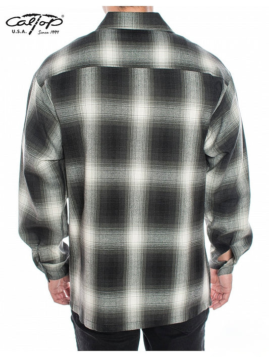 Cal Top Men’s Long Sleeve Plaid Shirt – Black/Ivory