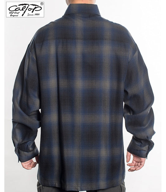 Cal Top Men’s Long Sleeve Plaid Shirt – Navy/Gray