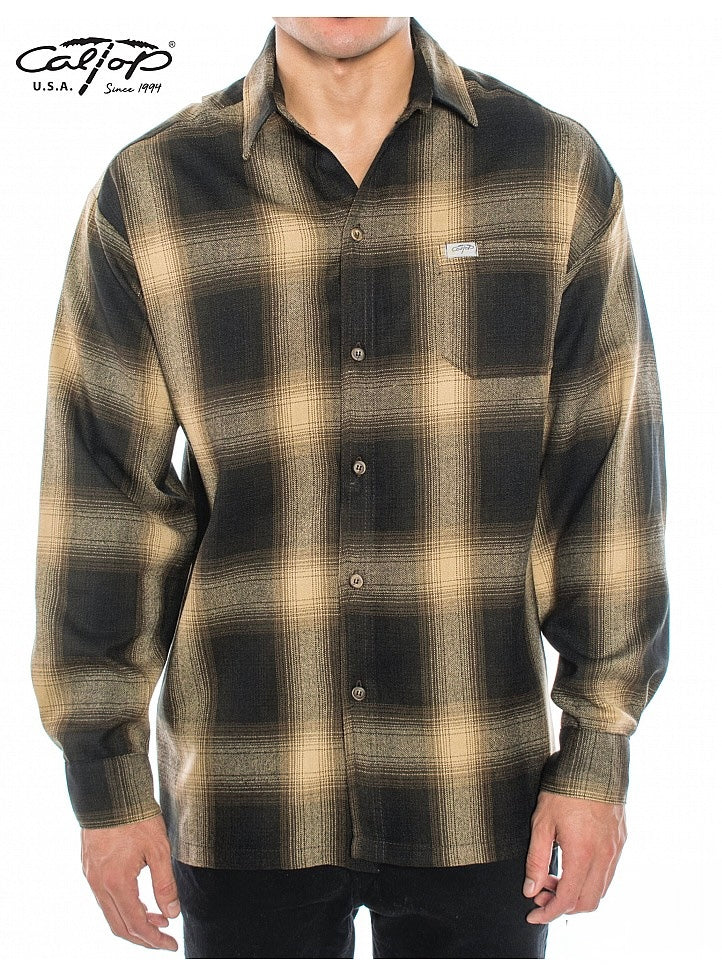 Cal Top Men’s Long Sleeve Plaid Shirt – Brown/Khaki